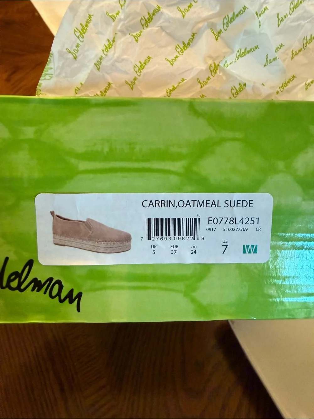 NWT Sam Edelman Carrin Oatmeal Suede Platform Espadrilles - Size 7